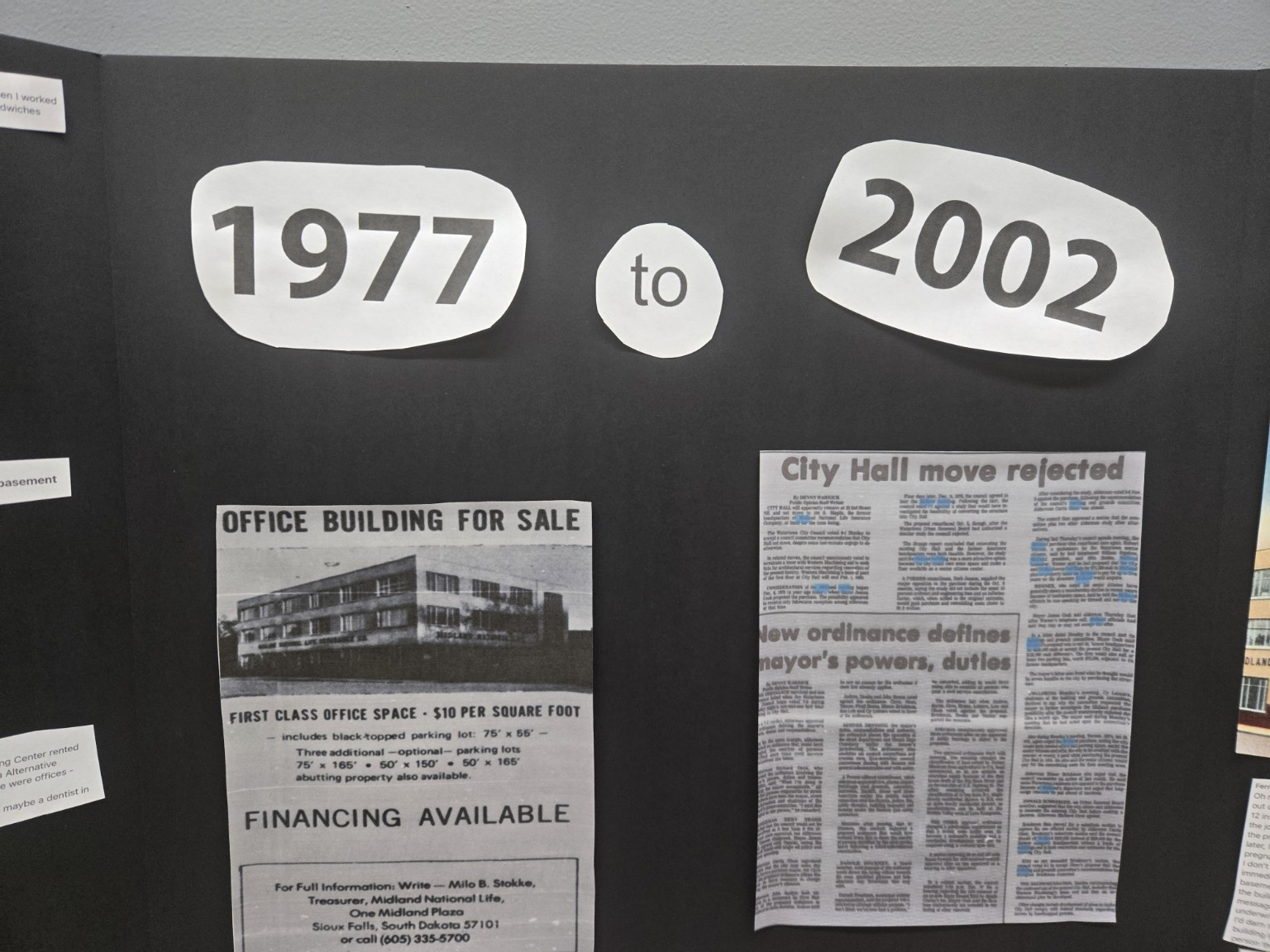 History display documenting 1977 to 2002