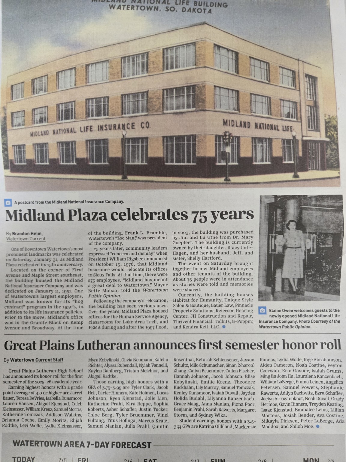 Watertown Current article titled Midland Plaza celebrates 75 years