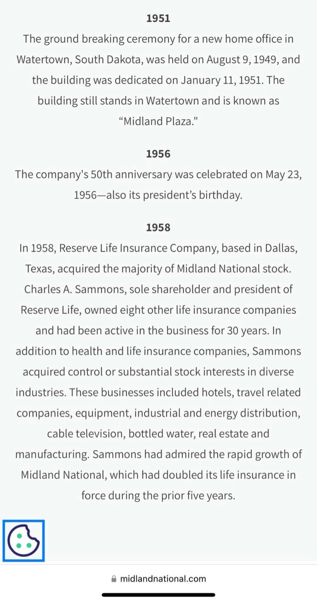 Historic information about the Midland National Life building
